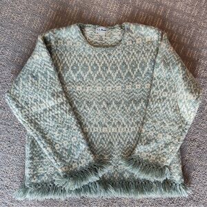 L.L. Bean Vintage 90s Lambswool Mohair Blend Fringe Sweater